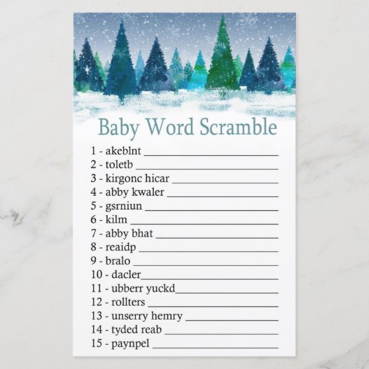 Papier forêt d'hiver Bébé mot brouiller jeu (Devant)