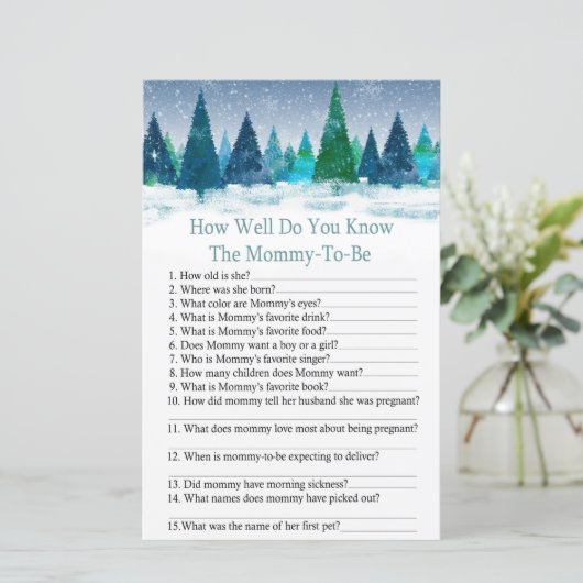 Papier forêt d'hiver comment bien connaissez-vous baby sh (Debout devant)