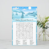 Papier Forêt d'hiver neige Baby shower Word Recherche Jeu (Debout devant)