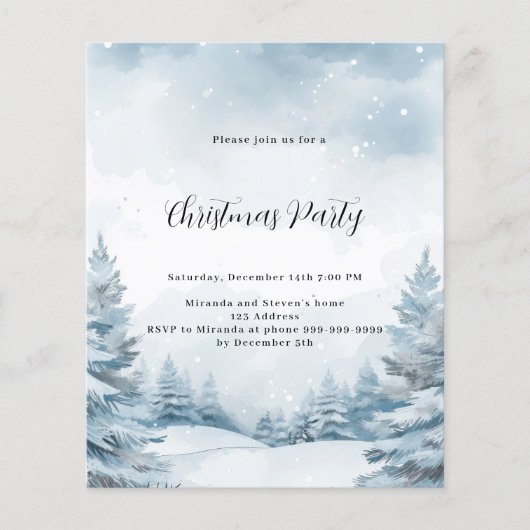Papier Forêt d'hiver neige Noël Fête Invitation (Devant)