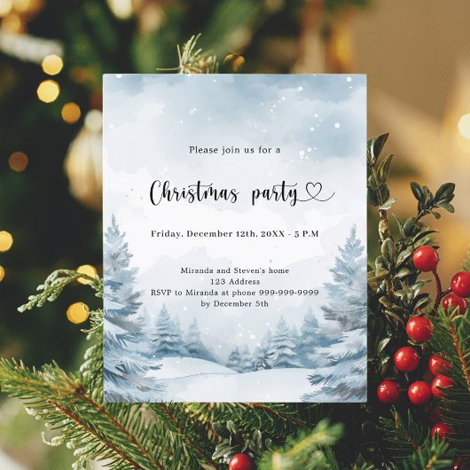 Papier Forêt d'hiver neige Noël Fête Invitation
