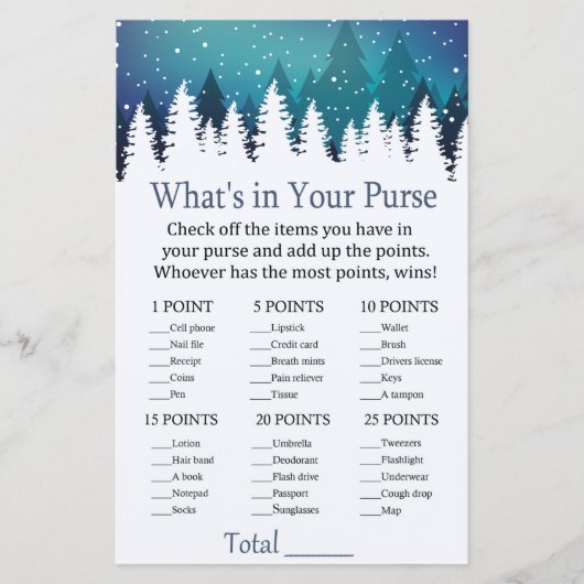 Papier Forêt d'hiver Qu'y a-t-il dans votre jeu de bourse (Devant)