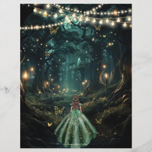 Papier Forêt enchantée Vert émeraude Robe douce 16 15 (Dos)