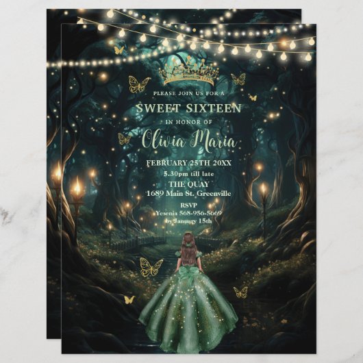 Papier Forêt enchantée Vert émeraude Robe douce 16 15 (Devant / Derrière)