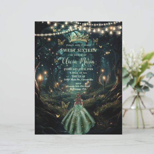 Papier Forêt enchantée Vert émeraude Robe douce 16 15 (Debout devant)