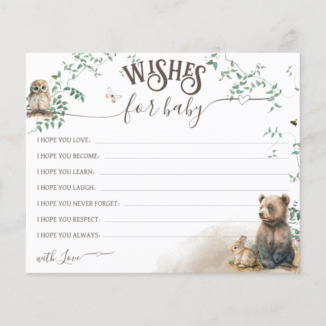 Papier Forêt forestière végétale Baby shower des souhaits (Devant)