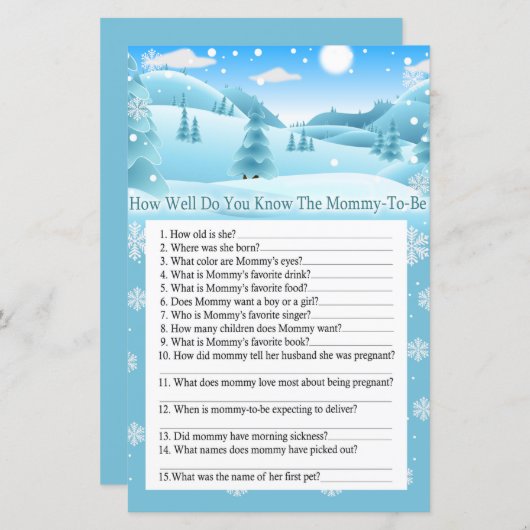 Papier Forêt hivernale de neige comment bien savez-vous j (Devant / Derrière)