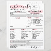 Papier Formulaire de commande de gâteau de boulangerie pe (Devant / Derrière)