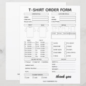 Papier Formulaire de commande de T-Shirt moderne pour pet (Devant / Derrière)