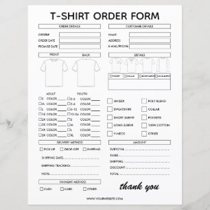 Papier Formulaire de commande de T-Shirt moderne pour pet
