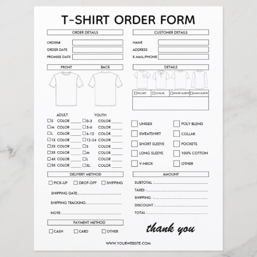 Papier Formulaire de commande de T-Shirt moderne pour pet (Devant)