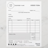 Papier Formulaire de commande simple moderne (Devant)
