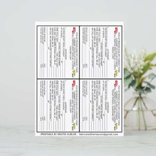 Papier Formulaire de consentement de l'école du parent ga (Debout devant)