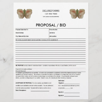 Papier Formulaire de proposition de papillon d'eau Blanc