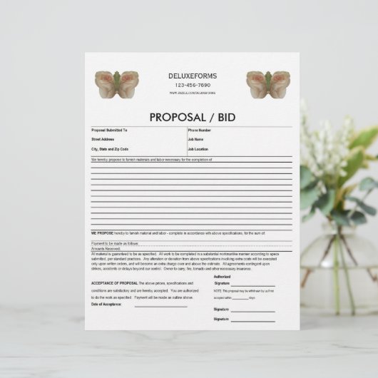 Papier Formulaire de proposition de papillon d'eau Blanc (Debout devant)