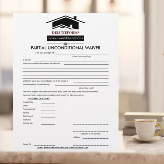 Papier Formulaire de renonciation inconditionnelle partie