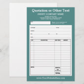 Papier Formulaire de soumission professionnelle ou factur (Devant / Derrière)