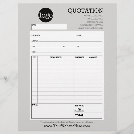 Papier Formulaire - Devis ou facture d'entreprise (Devant)