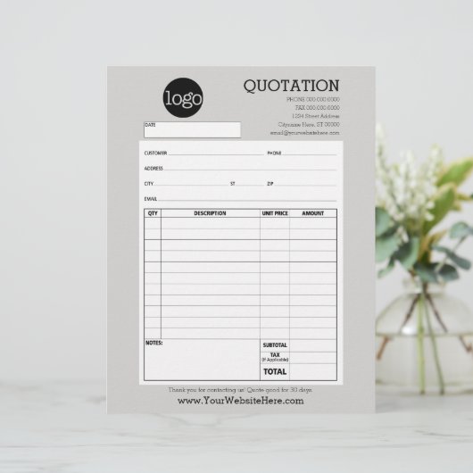 Papier Formulaire - Devis ou facture d'entreprise (Debout devant)