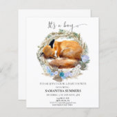 Papier Fox C'est un garçon Watercolor Boho Wreath (Devant / Derrière)