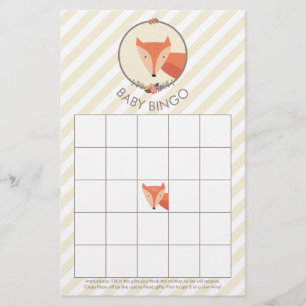 Papier Fox Neutral Baby shower Games Bingo