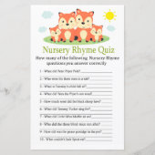 Papier Fox Nursery Rhyme Quiz jeu de baby shower (Devant)