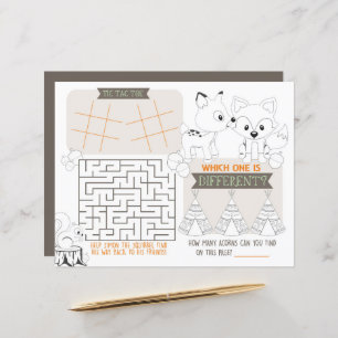 Papier Fox Woodland Enfants Set de table Activité Fiche d