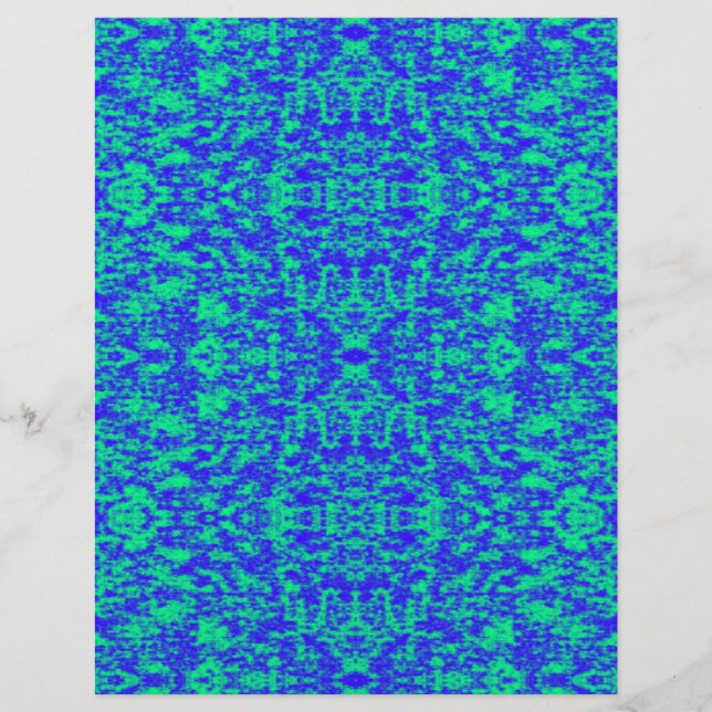 Papier Fractale Abstraite En Bleu Et Vert (Devant)