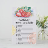 Papier Fraise Anniversaire Mot Débauche Jeu (Debout devant)