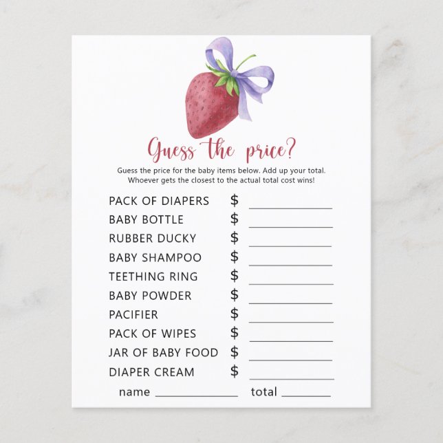 Papier Fraise et arc - Devinez le prix ! Jeu (Devant)