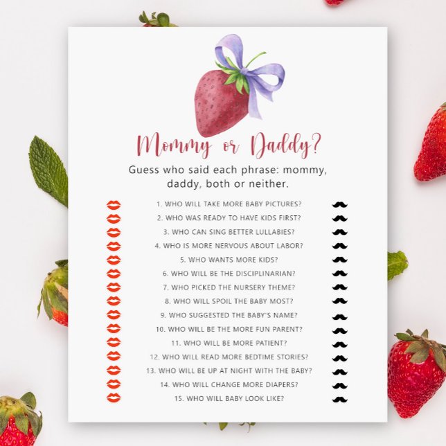 Papier Fraise - jeu de baby shower maman ou papa (Créateur téléchargé)