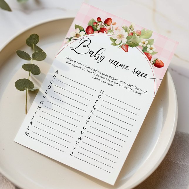 Papier Fraise nom de race baby shower de course (Créateur téléchargé)