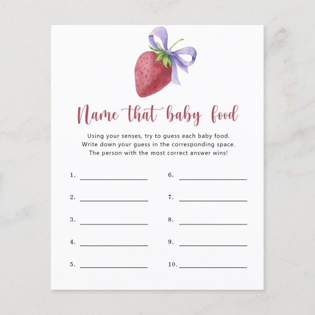 Papier Fraise - Nom du bébé jeu de douche Aliments (Devant)