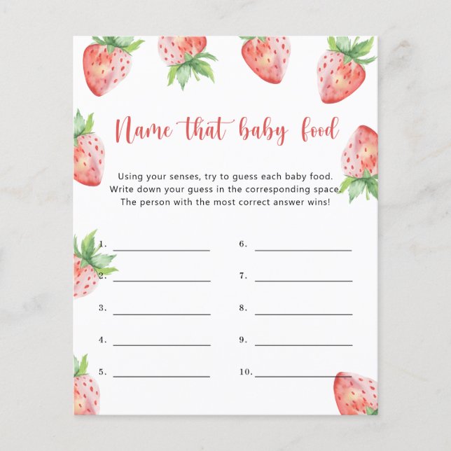 Papier Fraise - Nom du bébé jeu de douche Aliments (Devant)