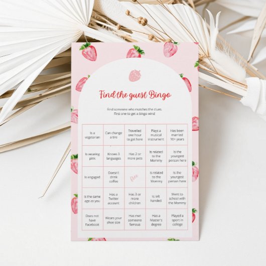 Papier Fraise Trouver L'Invité Bingo Baby shower Jeu