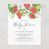 Papier Fraises et fleurs Baby shower d'été (Devant)