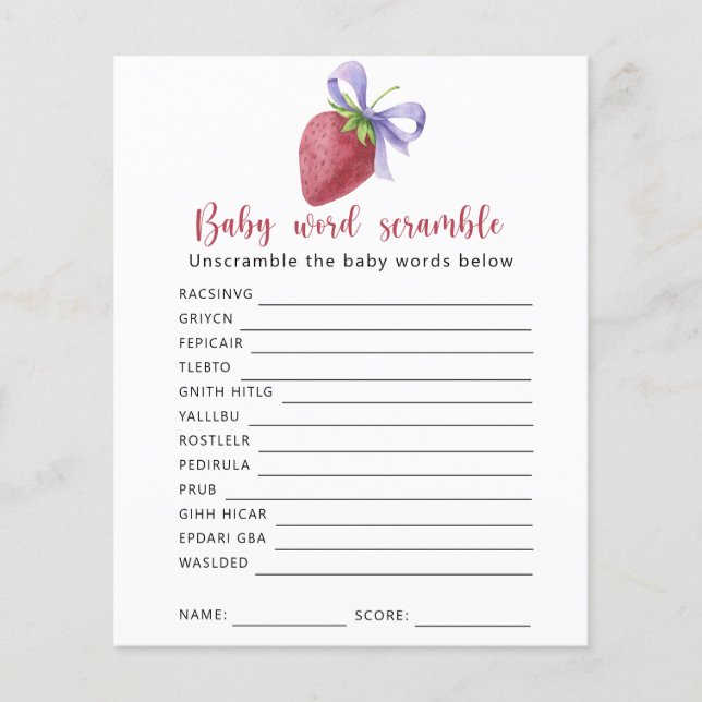 Papier Framboise - Bébé Word Scramble Jeu (Devant)