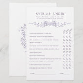 Papier French Lavender 'Over or Under' Bridal Shower Game (Devant / Derrière)