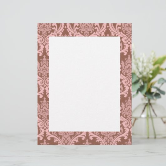 Papier Frontière Chocolat rose Damas (Debout devant)