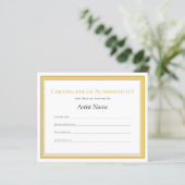Papier frontière or Certificat d'authenticité Art (Debout devant)