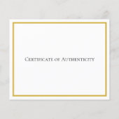 Papier frontière or Certificat d'authenticité Art (Dos)