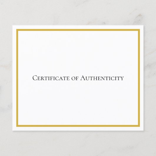 Papier frontière or Certificat d'authenticité Art (Dos)