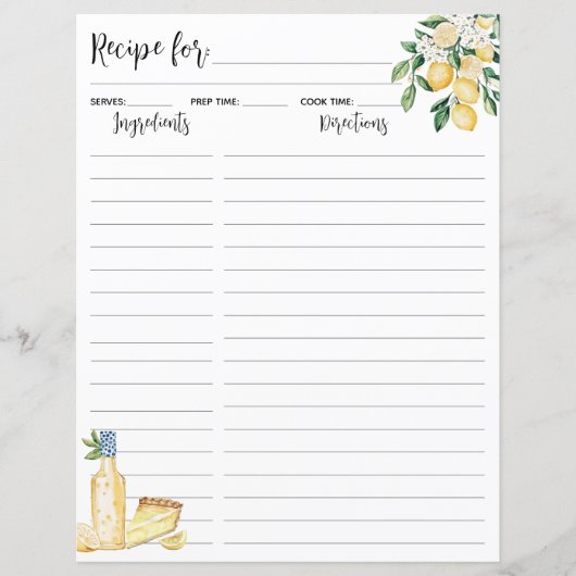 Papier Fruit de citron jaune et Bleue Recette Insertion (Devant)