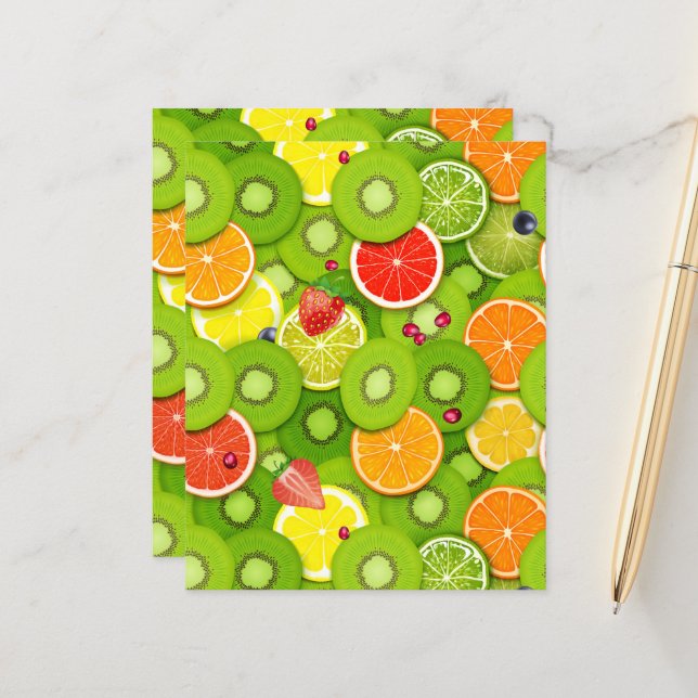 Papier Fruits d'été 2 (Devant/Arrière en situation)