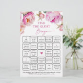 Papier Fuchsia brillante pivoine Trouvez le jeu de bingo  (Debout devant)