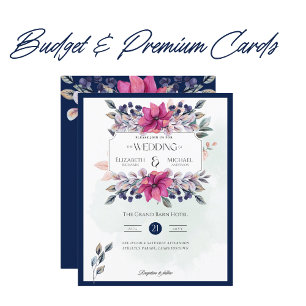 Papier Fuchsia Marine Rose Bleu Floral Vinatge Mariage