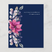 Papier Fuchsia Pink Navy Blue Floral Mariage Budget (Dos)