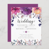 Papier Fuchsia Rose Orange Ginger Wedding Invite Budget (Devant / Derrière)