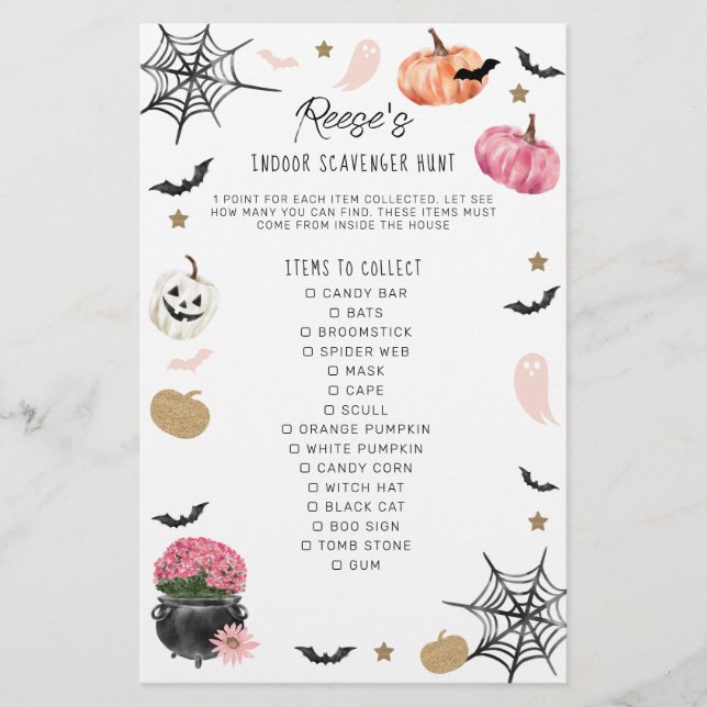 Papier Fun Boo ! Jeu d'Halloween Scavenger Chasse Anniver (Devant)