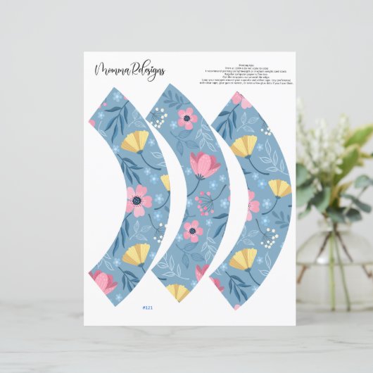 Papier Fun Flower Cupcake wrapper, bleu cupcake wraps (Debout devant)